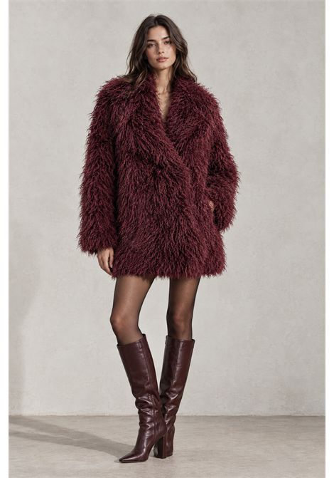 Weili Zheng Cappotto Doppiopetto in Ecopelliccia con Collo Sciallato Rosso Vino Donna WEILI ZHENG | Pelliccia | F26CS15R116